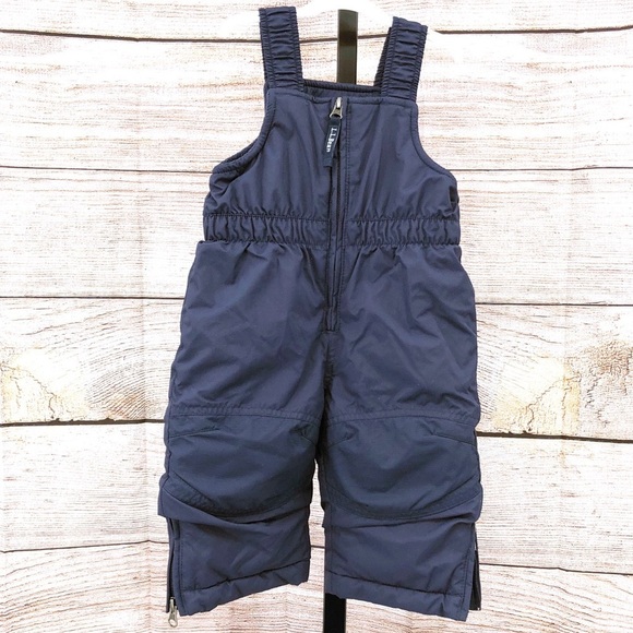 LL Bean Navy Blue Infant Snowsuit Cold Buster Snow Bibs Zip Fleece Lined 6-12M - Picture 1 of 10